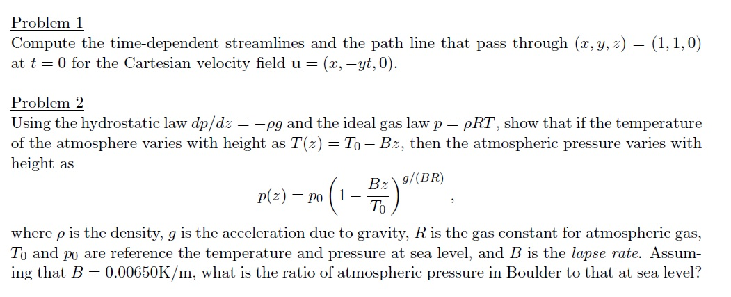 Solved Compute the time-dependent streamlines and the path | Chegg.com