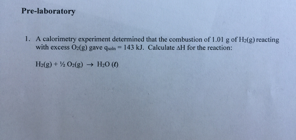 calorimetry experiment for combustion