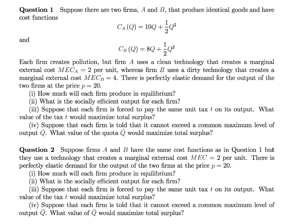 Question 1 Suppose There Are Two Firms, A And B, That | Chegg.com