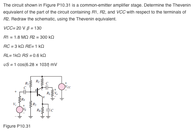 Solved The circuit shown in Figure P10.31 is a common | Chegg.com