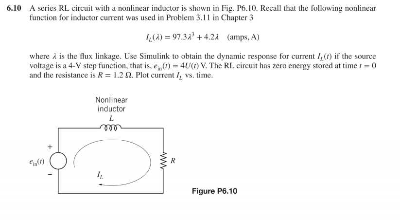 Solved A series RL circuit with a nonlinear inductor is | Chegg.com