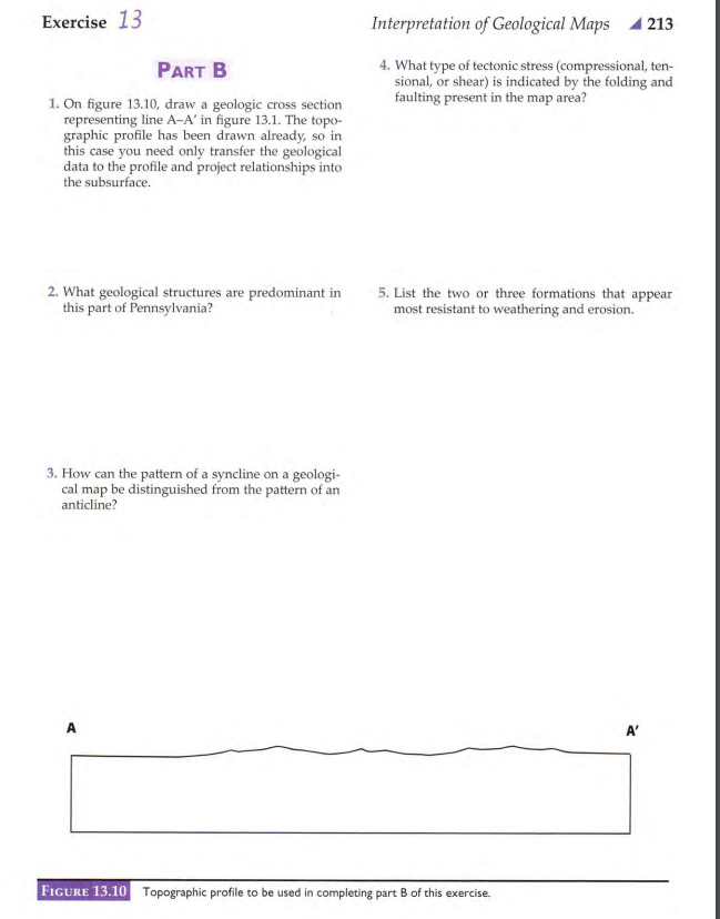 Draw a geologic cross section on the topographic | Chegg.com
