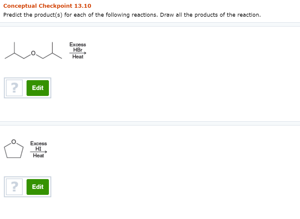 Solved Conceptual Checkpoint 13.10 Predict the product(s) | Chegg.com