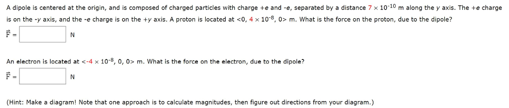 Solved A dipole is centered at the origin, and is composed | Chegg.com