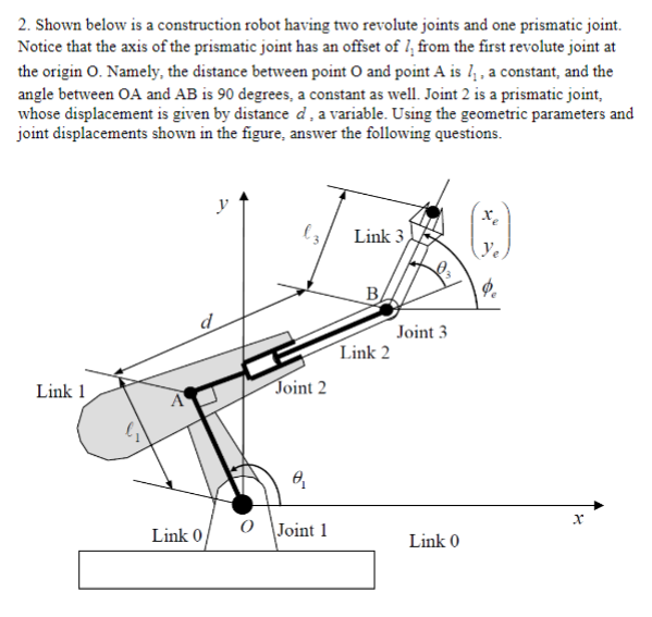 Solved 2. Shown below is a construction robot having two