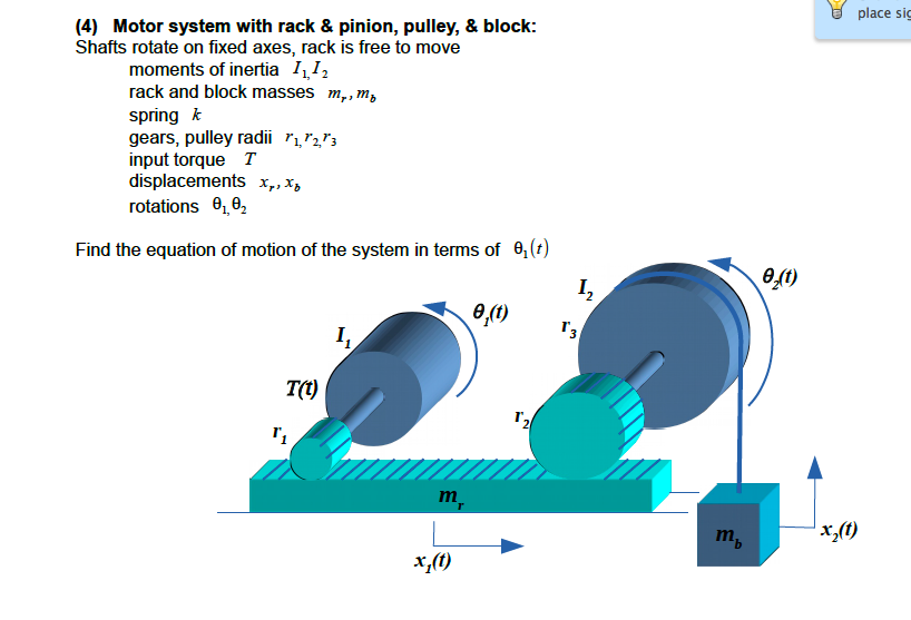 Solved (4) Motor system with rack & pinion, pulley, & block