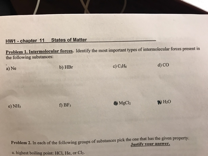 Solved Intermolecular Forces Identify The Most Important