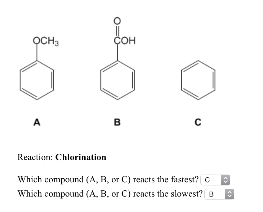 Solved Reaction Chlorination Which compound (A, B, or C)