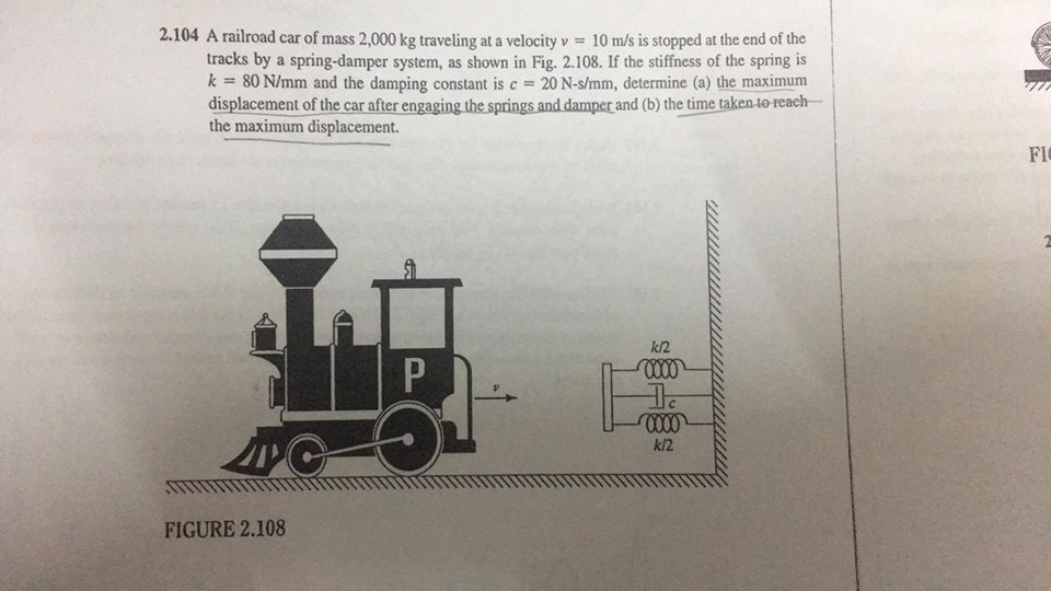 Solved 2.104 A railroad car of mass 2,000 kg traveling at a