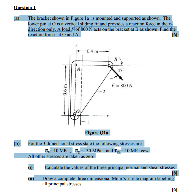 Solved (a) The Bracket Shown In Figure 1a Is Mounted And | Chegg.com