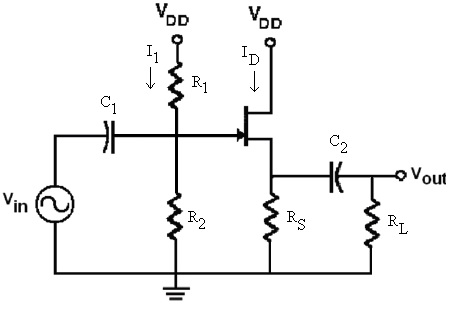 Solved A JFET source follower amplifier circuit with voltage | Chegg.com