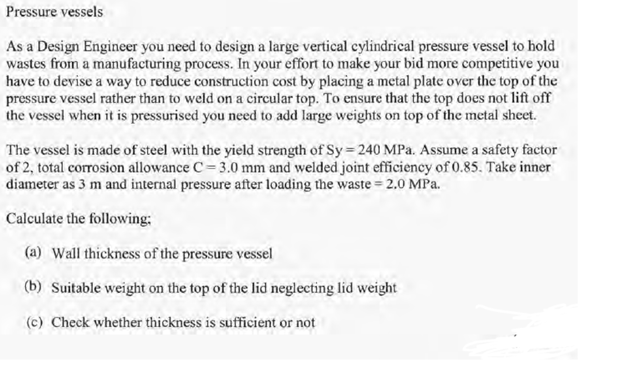 Solved As a Design Engineer you need to design a large | Chegg.com
