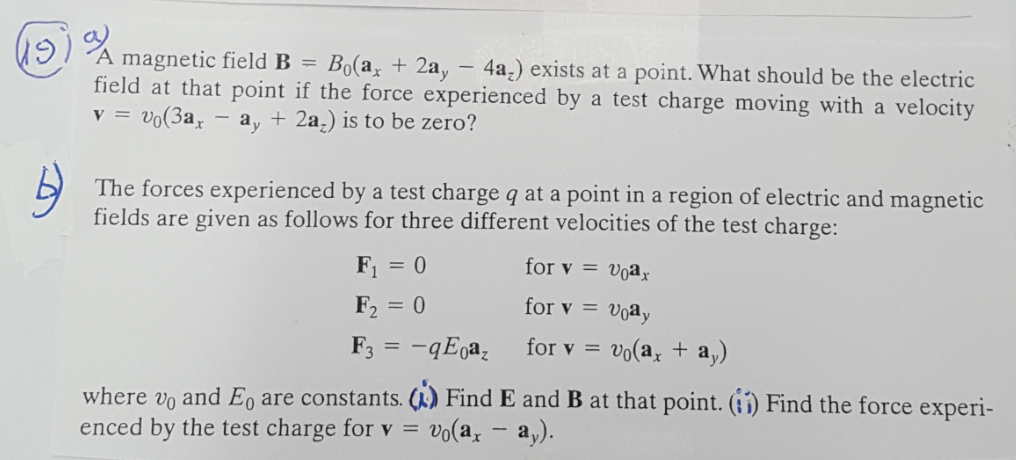 Solved A Magnetic Field B = B_0(a_x + 2a_y - 4a_z) Exists At | Chegg.com