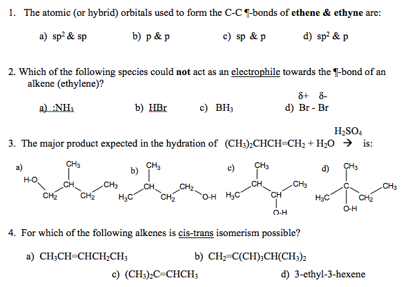 Solved 1. The atomic or hybrid orbitals used to form the Chegg