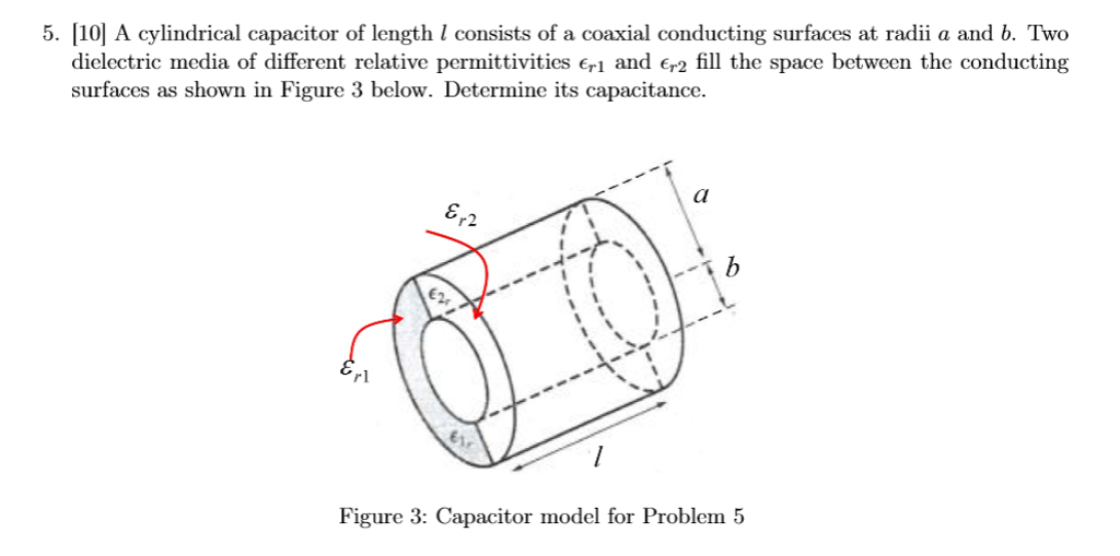 Solved A cylindrical capacitor of length l consists of a