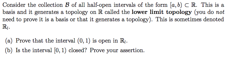 Solved Consider the collection B of all half-open intervals | Chegg.com