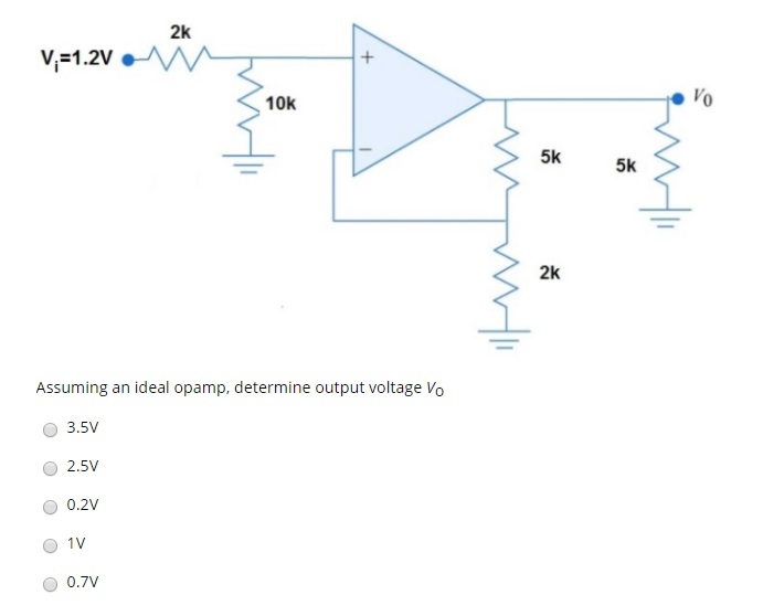 Solved 2K 10K 5k 5K 2K Assuming an ideal opamp, determine | Chegg.com