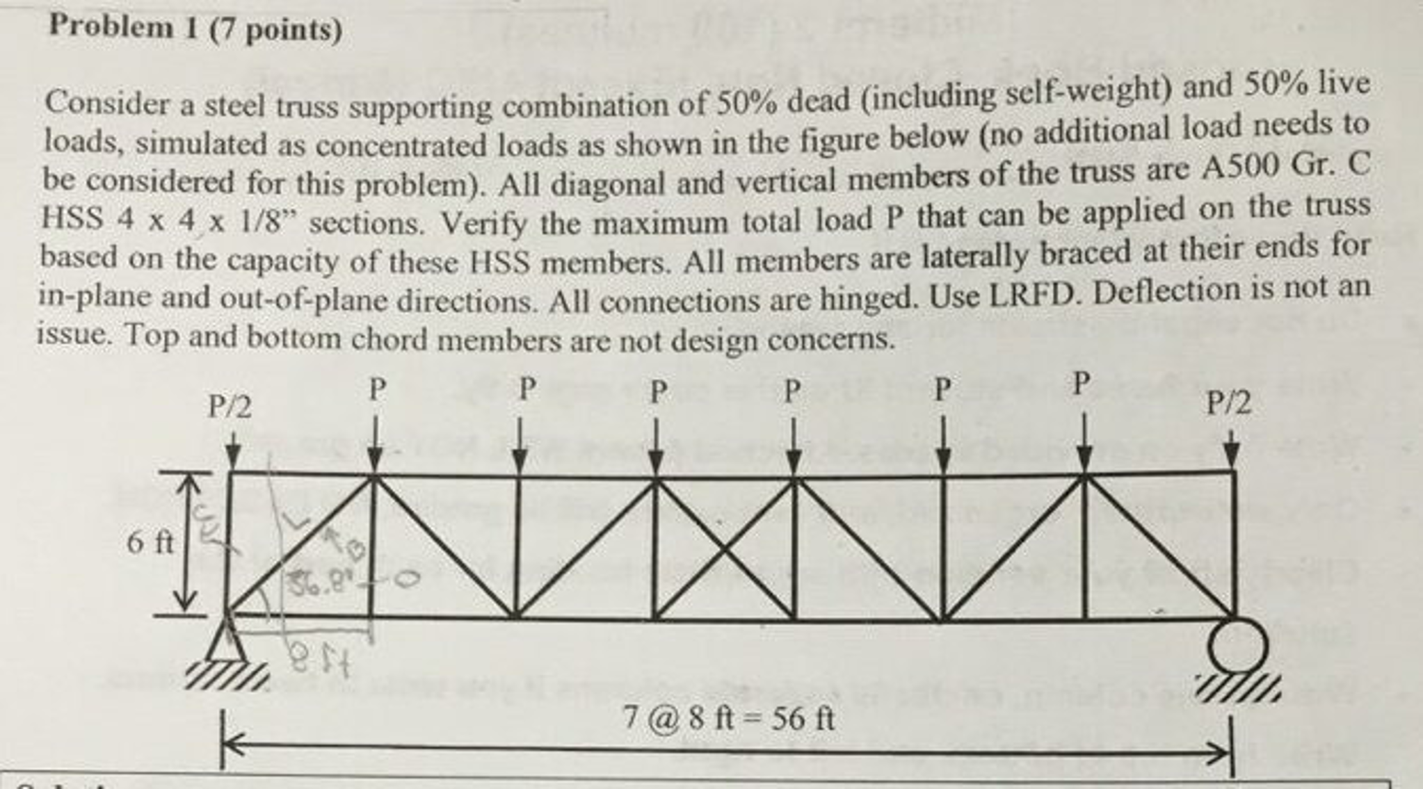 Solved Consider a steel truss supporting combination of 50