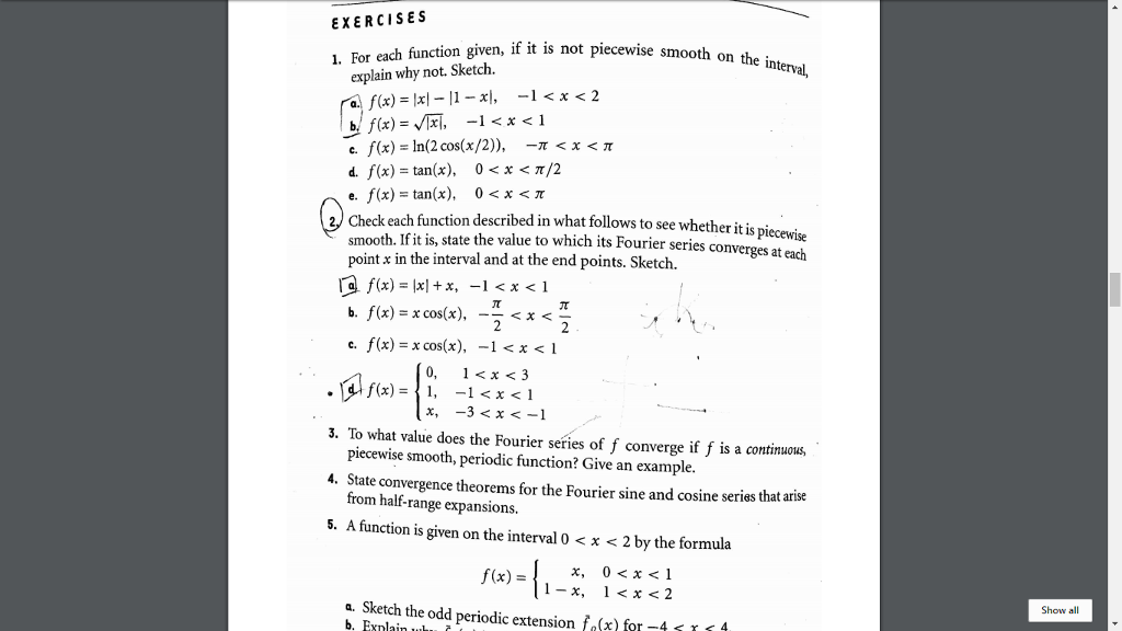 Solved Exercises 1. For Each Function Given, If It Is Not 