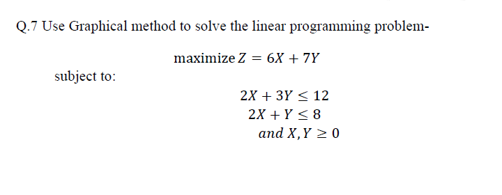 Solved Q.7 Use Graphical method to solve the linear | Chegg.com