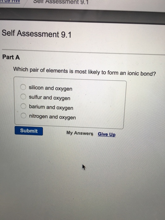 Solved Which pair of elements is most likely to form an