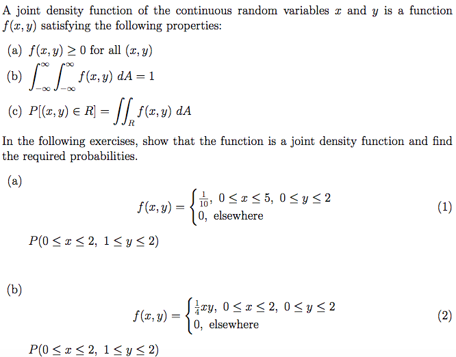 Solved A joint density function of the continuous random