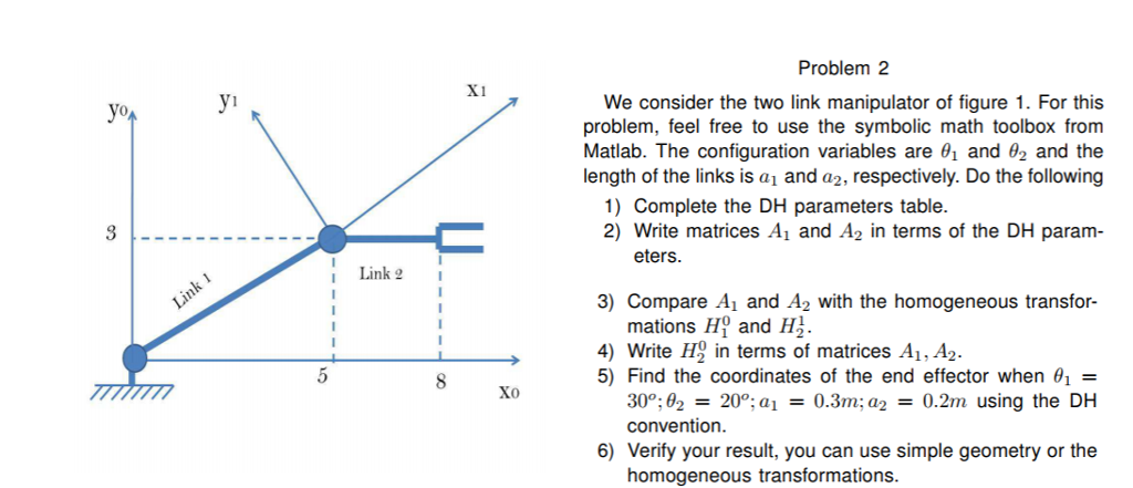 Solved Problem 2 X1 We consider the two link manipulator of | Chegg.com