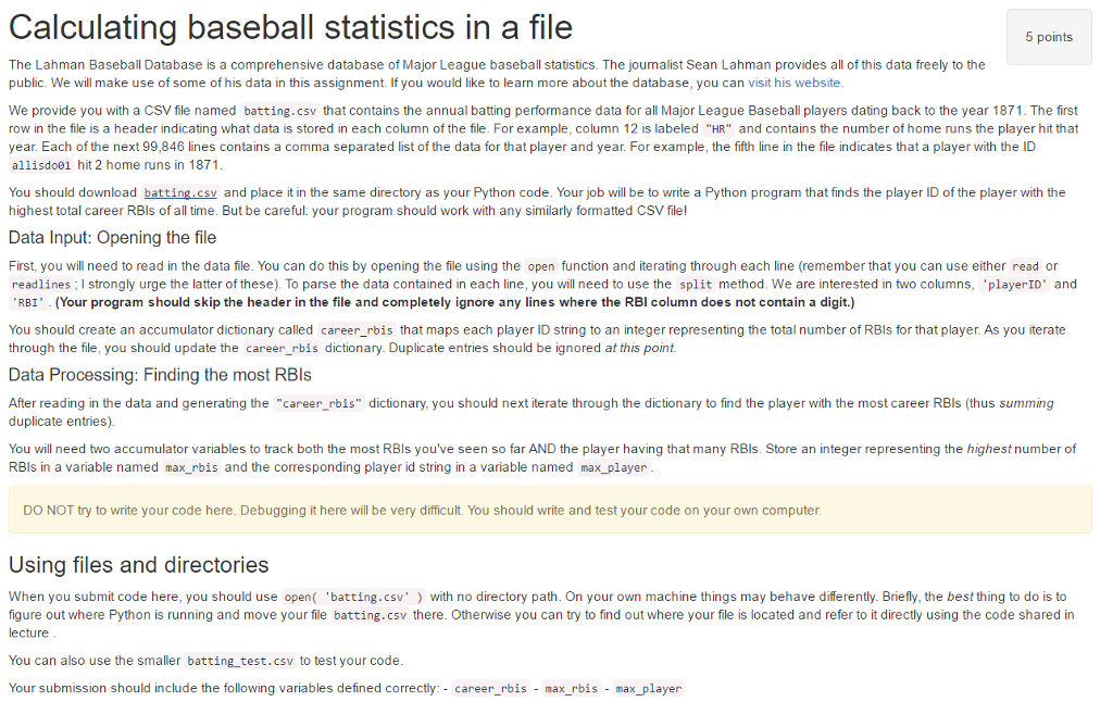 Baseball Statistics Regarding Computer Programming Tutorials Solved Calculating baseball statistics in a file 5 points | Chegg.com