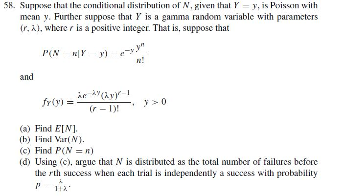 Solved Suppose That The Conditional Distribution Of N Given 4062