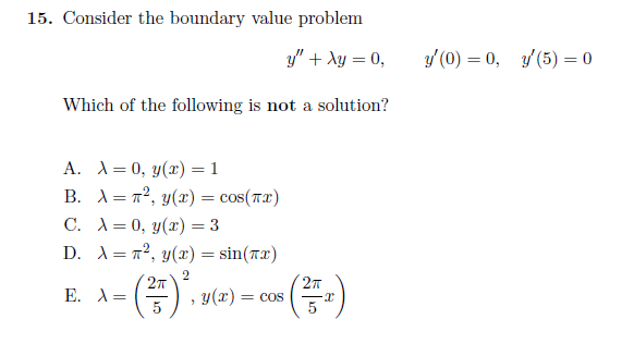 Solved Consider The Boundary Value Problem Y" + Lambda Y = | Chegg.com