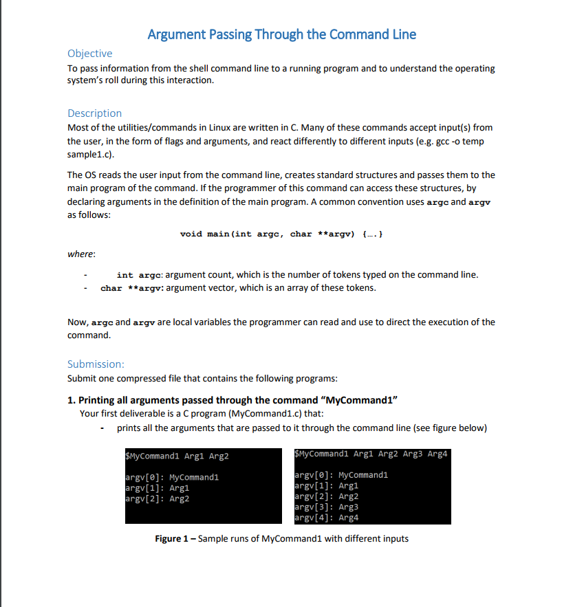 Solved Argument Passing Through The Command Line Objective | Chegg.com