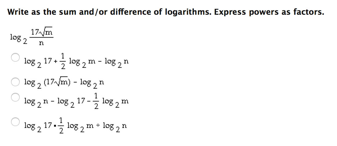 Express In Terms Of Sums And Differences Of Logarithms Solved Write as the sum and/or difference of logarithms. | Chegg.com