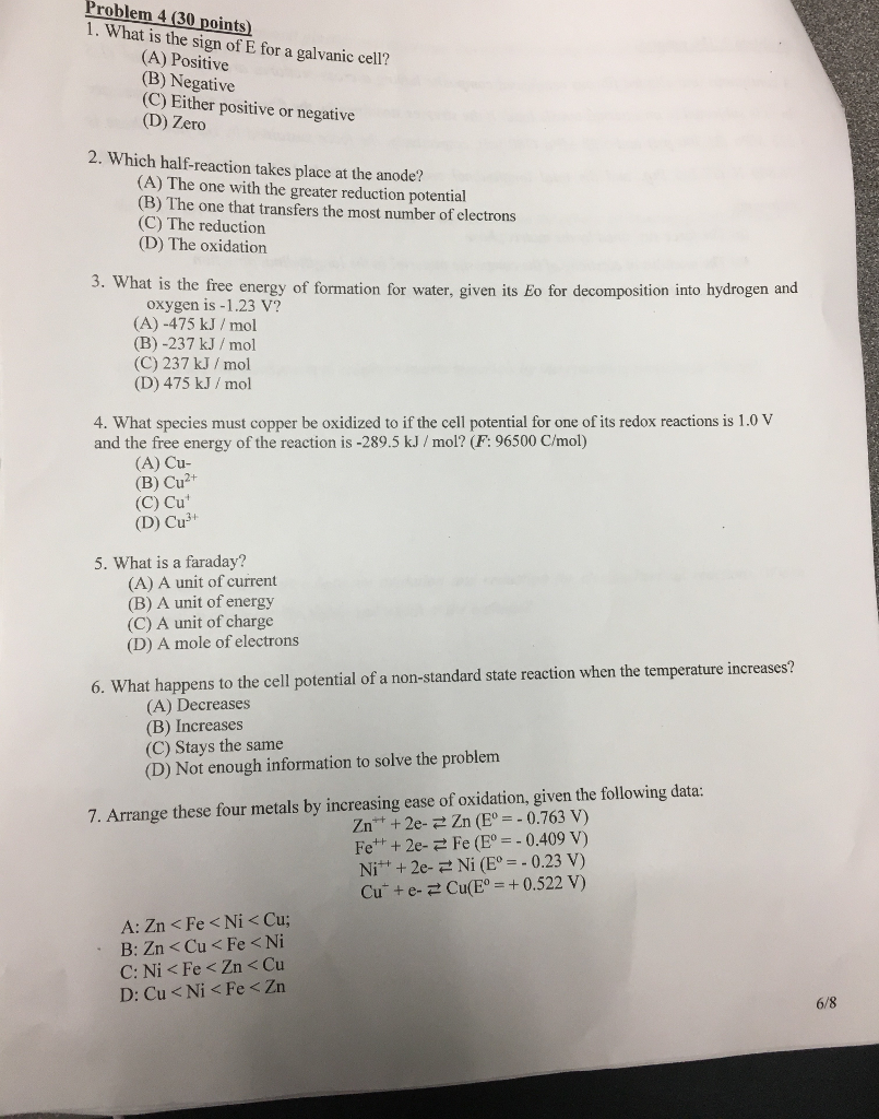 Solved Problem 4 (30 points) 1. What is the sign of E for a | Chegg.com