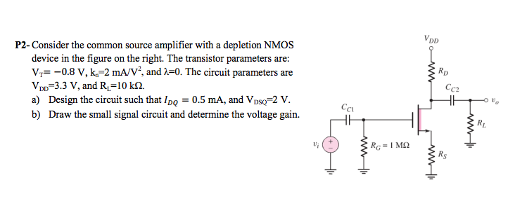 Solved P2- Consider the common source amplifier with a | Chegg.com