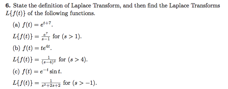 Solved State the definition of Laplace Transform, and then | Chegg.com