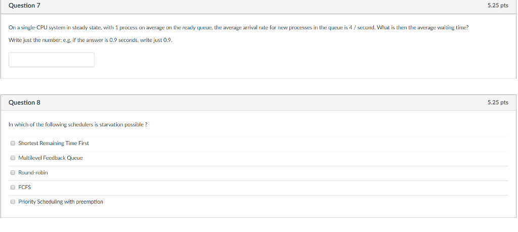 Solved Question 1 5.25 pts A computer runs a round robin | Chegg.com