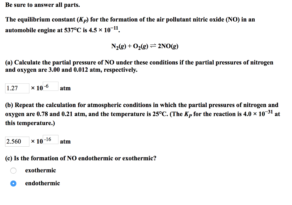 Solved Be Sure To Answer All Parts. The Equilibrium Constant | Chegg.com