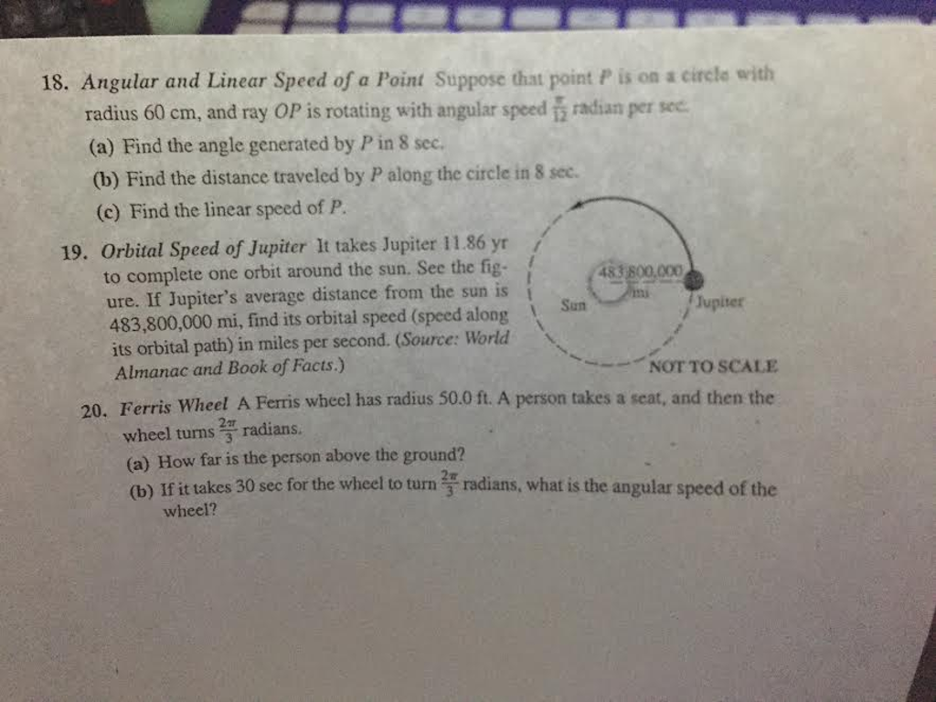 Solved Angular and Linear Speed of a point Suppose that | Chegg.com