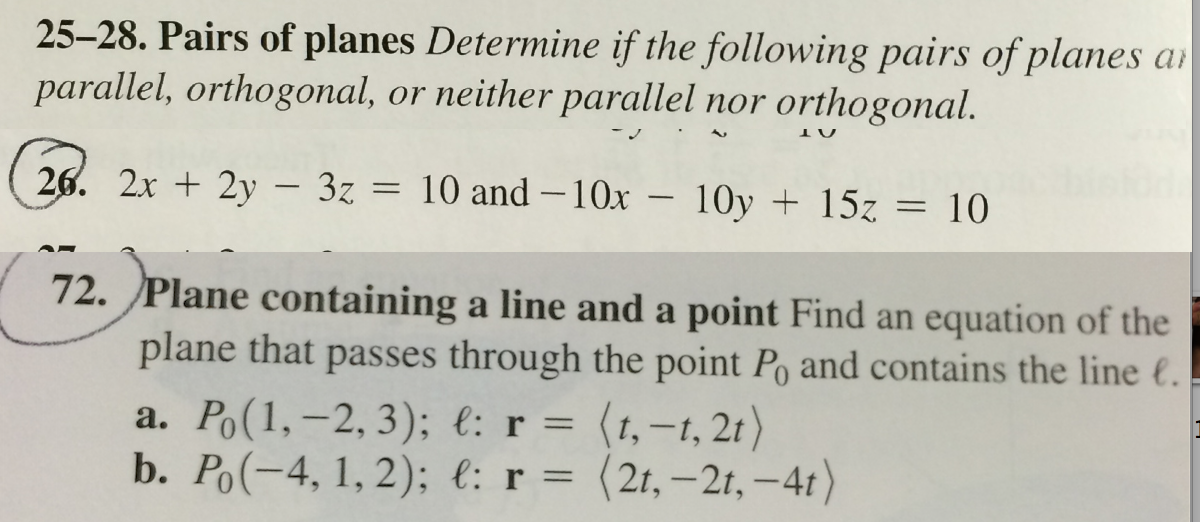 Solved 25-28. Pairs of planes Determine if the following | Chegg.com