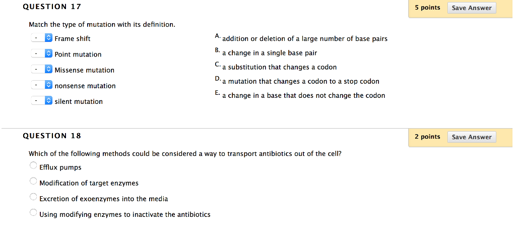 Solved QUESTION 17 5 points Save Answer Match the type of | Chegg.com