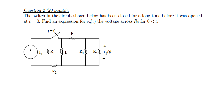 Solved The switch in the circuit shown below has been closed | Chegg.com