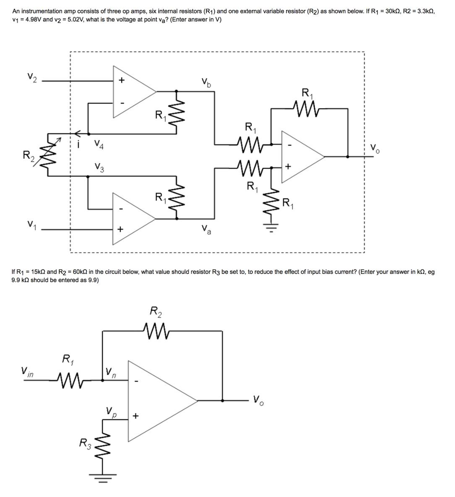 Solved An instrumentation amp consists of three op amps, six