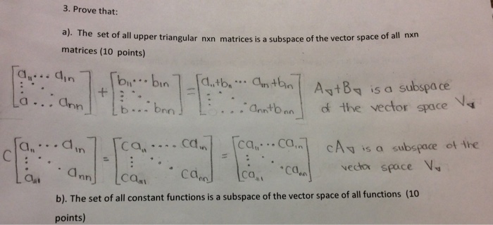 Solved Prove that: The set of all upper triangular n times n | Chegg.com