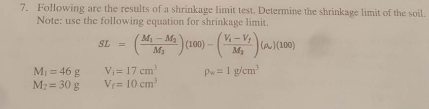 solved-following-are-the-results-of-a-shrinkage-limit-test-chegg