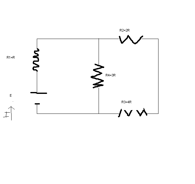 Solved Four resistors are connected to a battery as shown in | Chegg.com