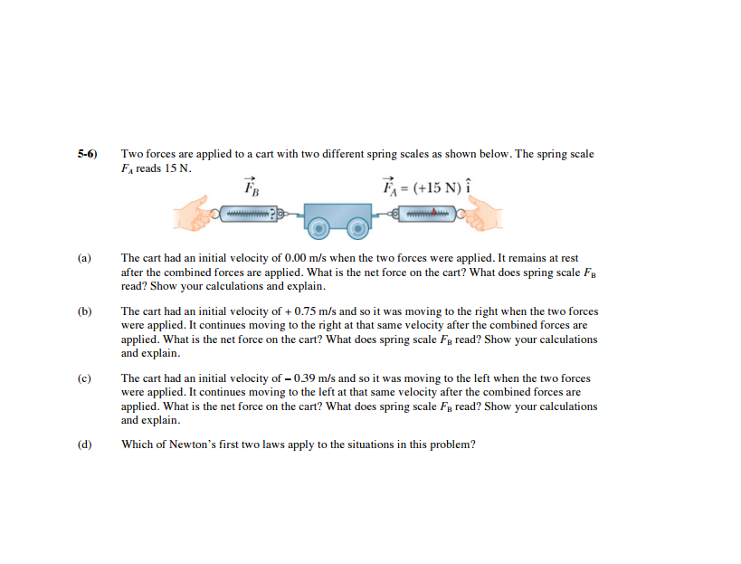 Solved Two forces are applied to a cart with two different