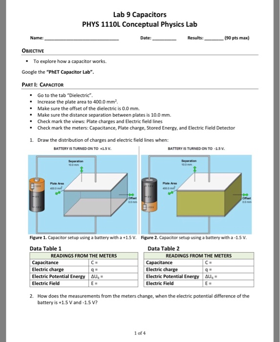 Solved Lab 9 Capacitors PHYS 1110L Conceptual Physics Lab