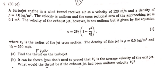 Solved 2. (30 pt) and a density of ρ = 1.0 kg/m3. The | Chegg.com