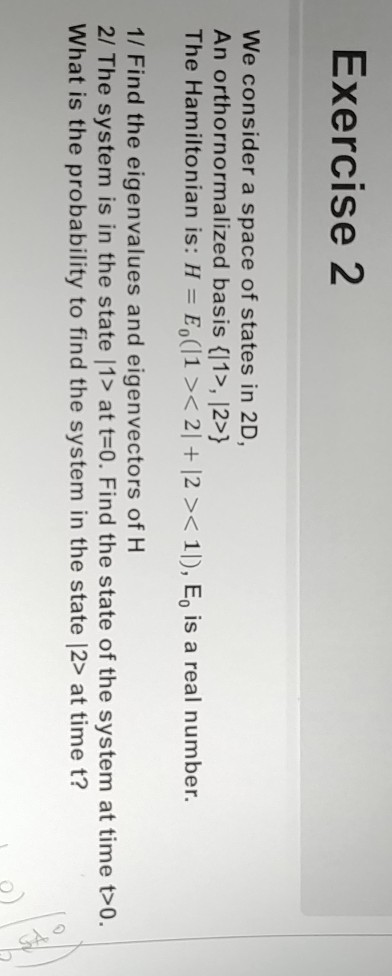 Solved Exercise 2 We consider a space of states in 2D, An | Chegg.com