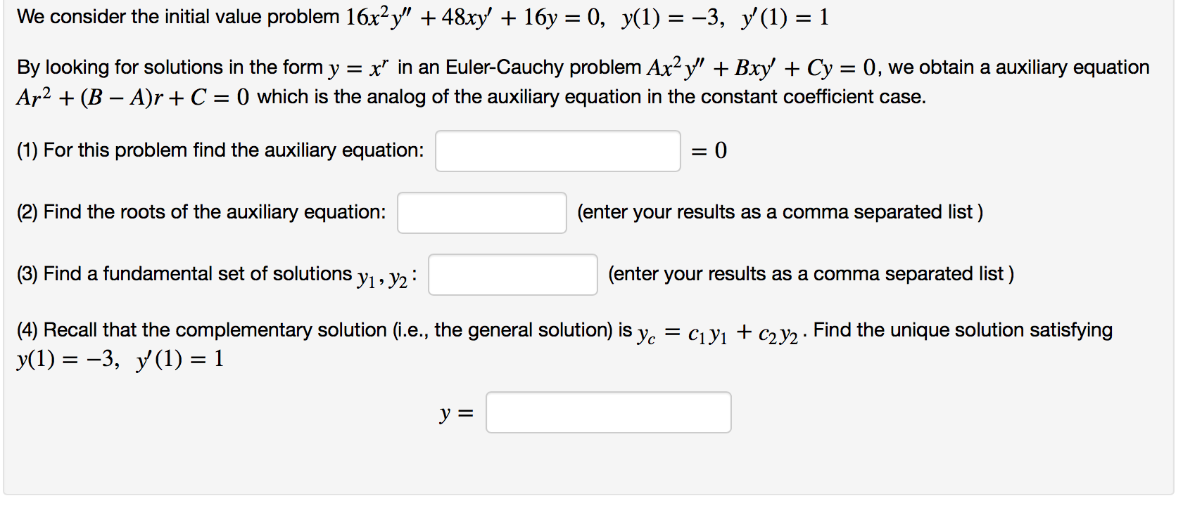 Solved We Consider The Initial Value Problem 16x 2y 48xy Chegg